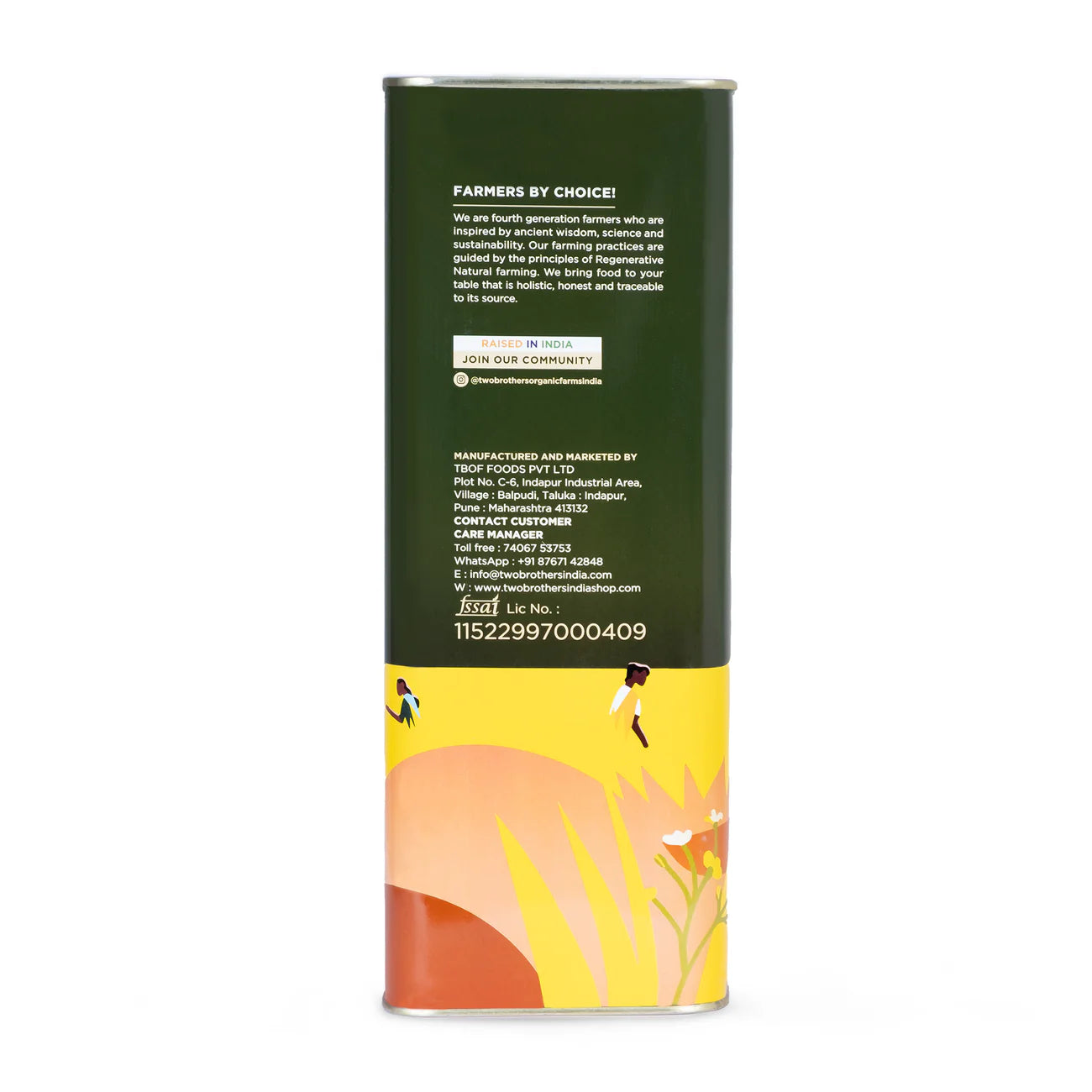 Two Brothers Organic Farms Black Mustard Oil I Cold-Pressed 5 Ltr Tin Can
