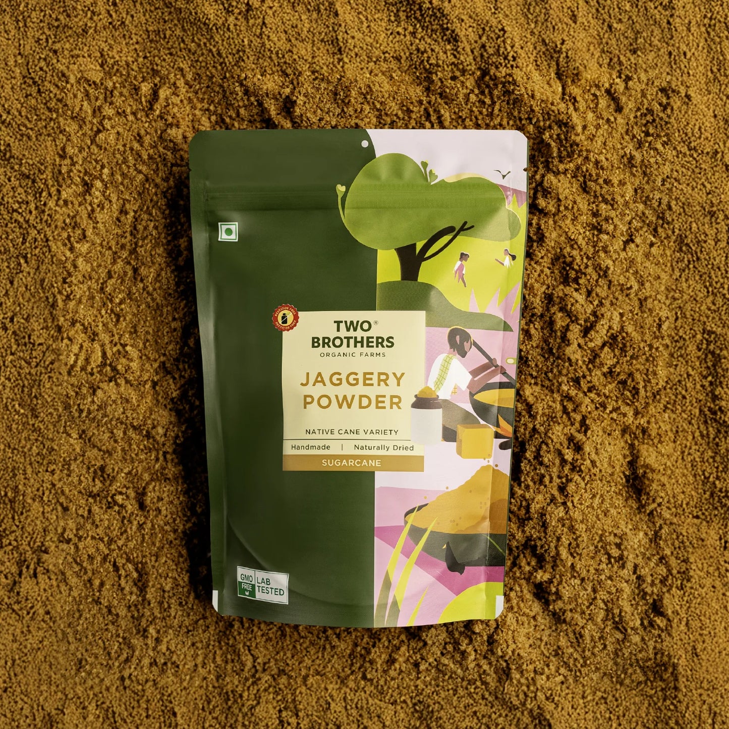 Two Brothers Organic Farms Sugarcane Jaggery Powder (2KG) Natural Sweetener