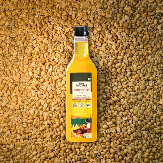 Two Brothers Organic Farms Groundnut Oil, Cold-Pressed, Single-filtered - Tin Can 5 Ltr