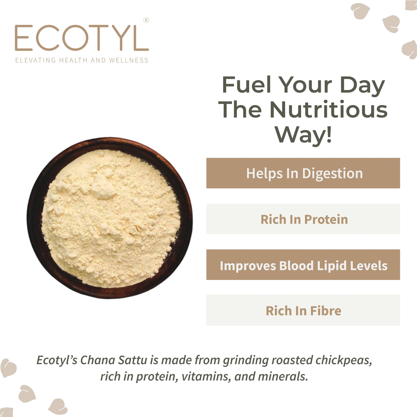 Ecotyl's Sattu Atta - Roasted Gram Flour - 400 Grams