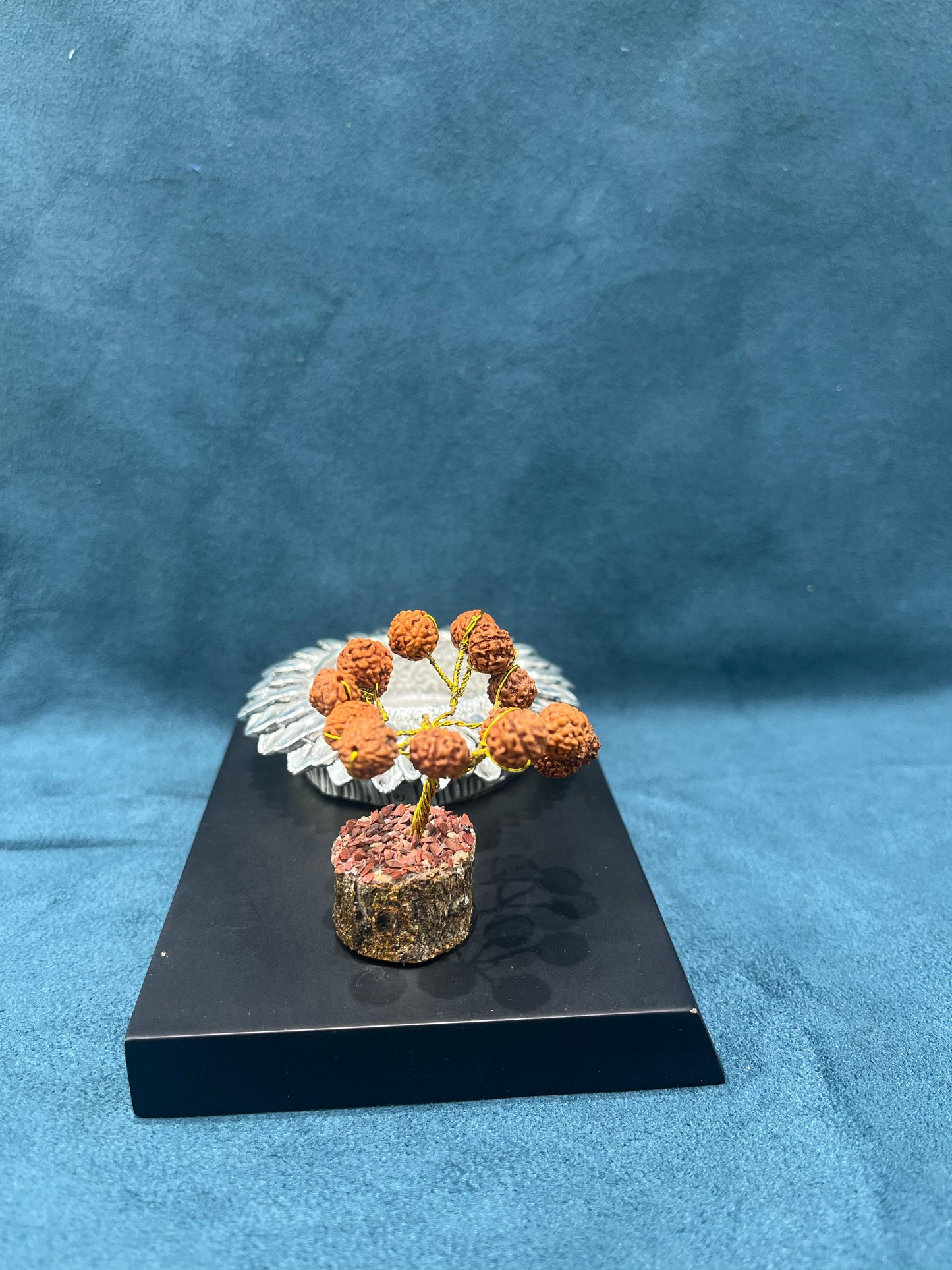 999 Electroplated Silver On Polyresin - Candle Holder & Rudraksh - Silver Antiq