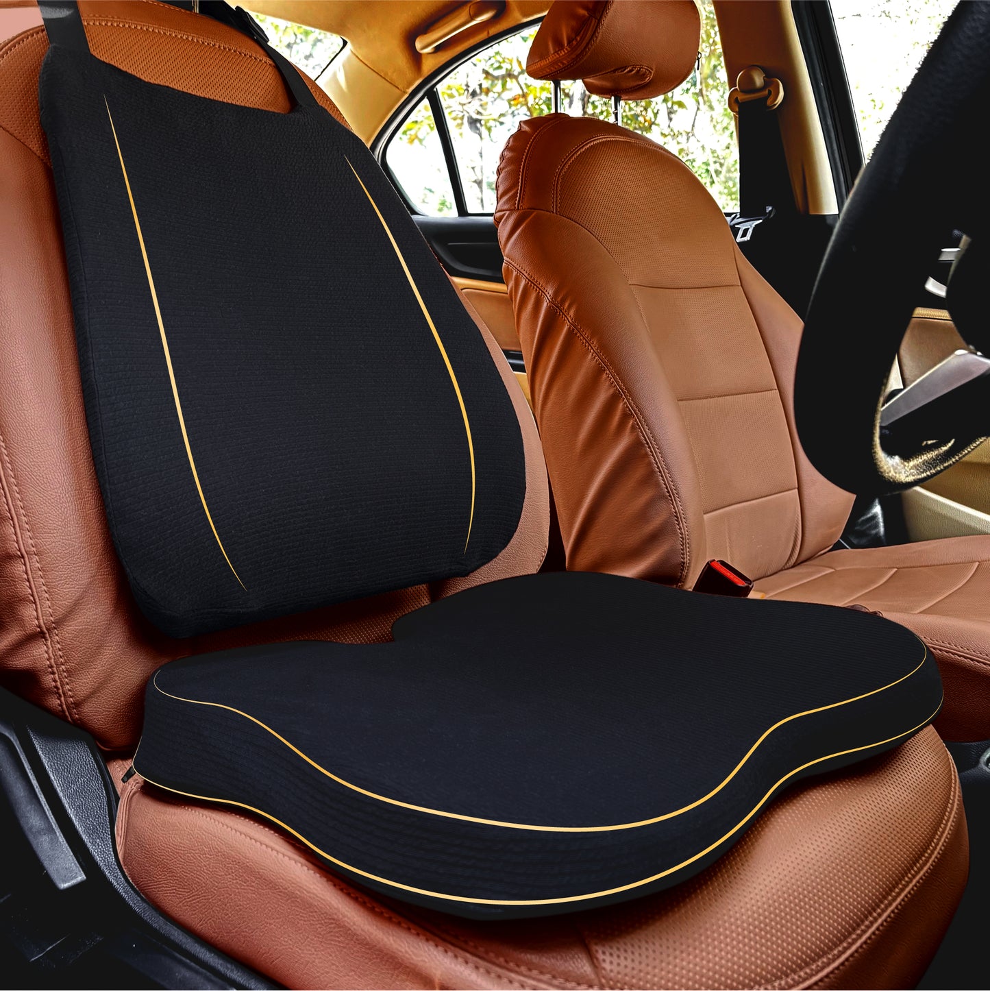 Betterhood Car Cushions Combo - Ergonomic Memory Foam Backrest & Seat Cushion