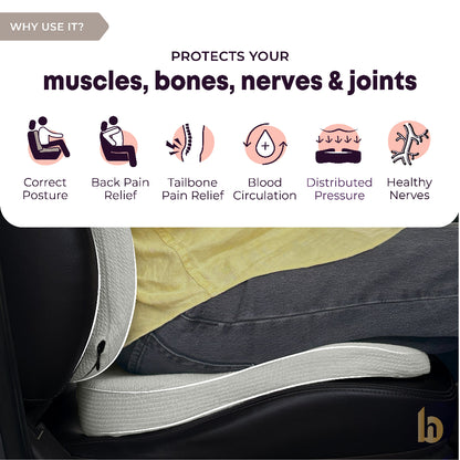 Betterhood Car Cushions Combo - Ergonomic Memory Foam Backrest & Seat Cushion