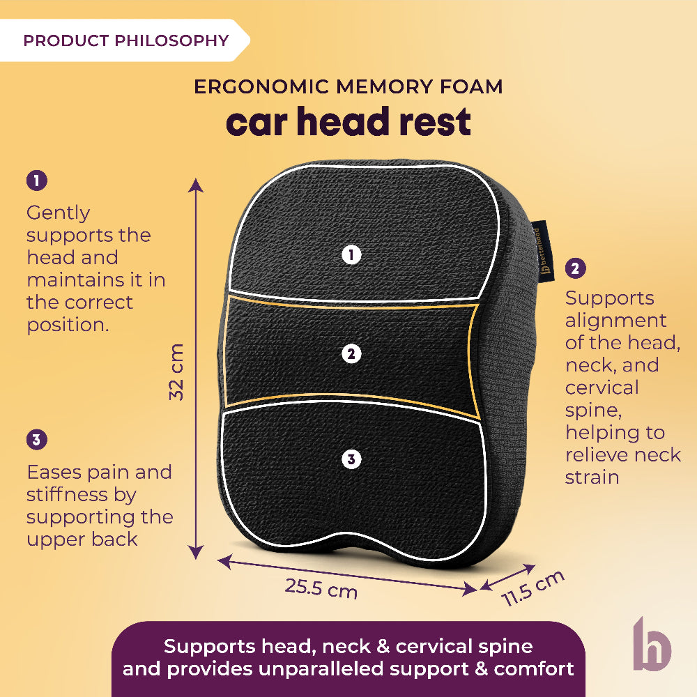 Betterhood Car Neck Rest Pillow Ergonomic Memory Foam Headrest Cushion