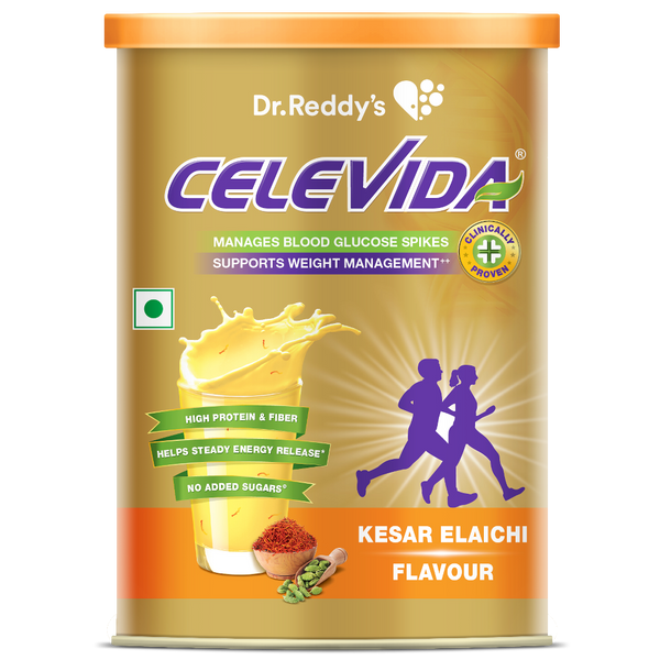 Celevida Protein Powder Drink for Diabetes Management by Dr. Reddy’s | Kesar Elaichi Flavor | No Added Sugar| 400g