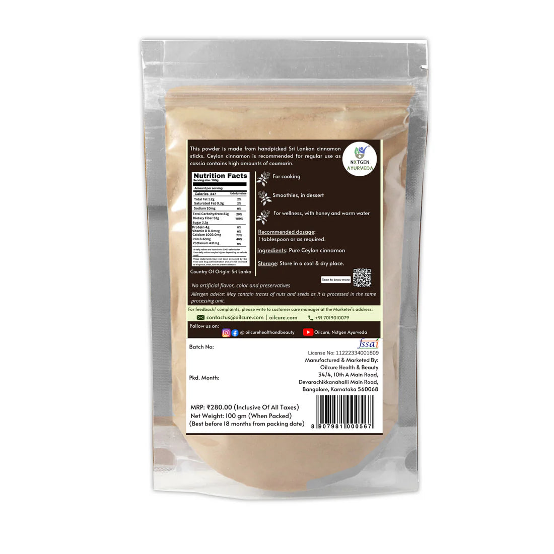 Nxtgen Ayurveda Ceylon Cinnamon Powder (100g)