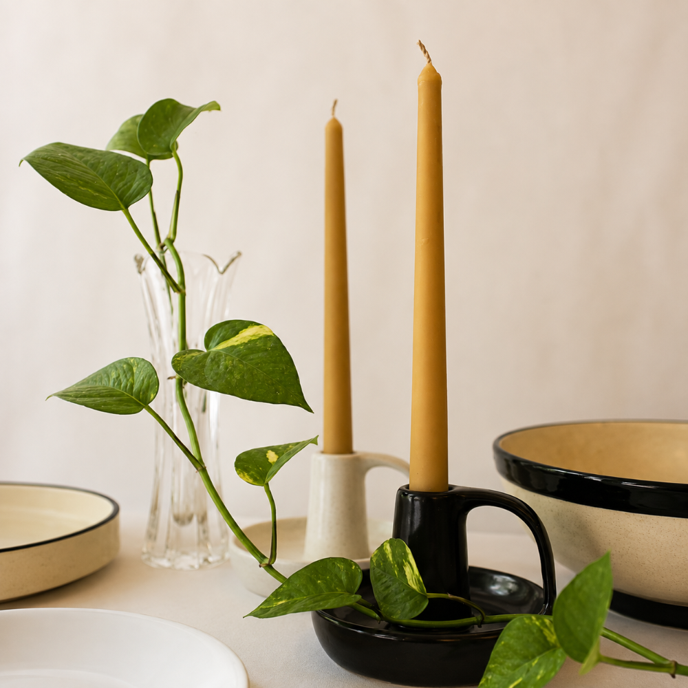 Tenacious Bee Dripless Tapered Beeswax Candles - Unscented (Set of 3)