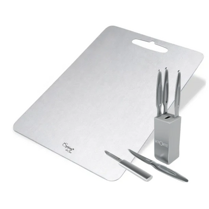 LA' FORTE Stainless Steel Chopping Board and Ultra Sharp Knife Set Combo