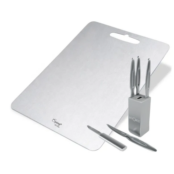 LA' FORTE Stainless Steel Chopping Board and Ultra Sharp Knife Set Combo