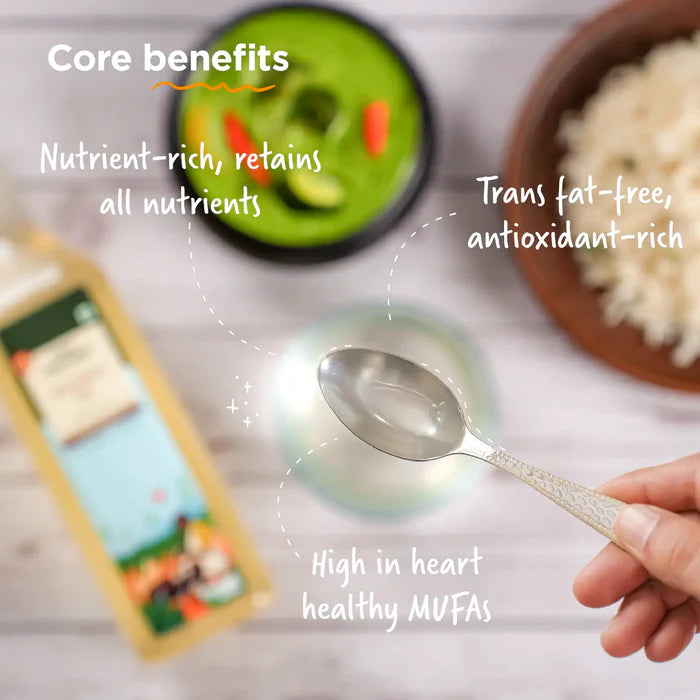 Coconut Oil, Made using farm grown Coconut | Cold-Pressed and Single-Filtered Oil for healthier Cooking | Kacchi Ghani/Mara Chekku, Natural and Unrefined 1 Litre
