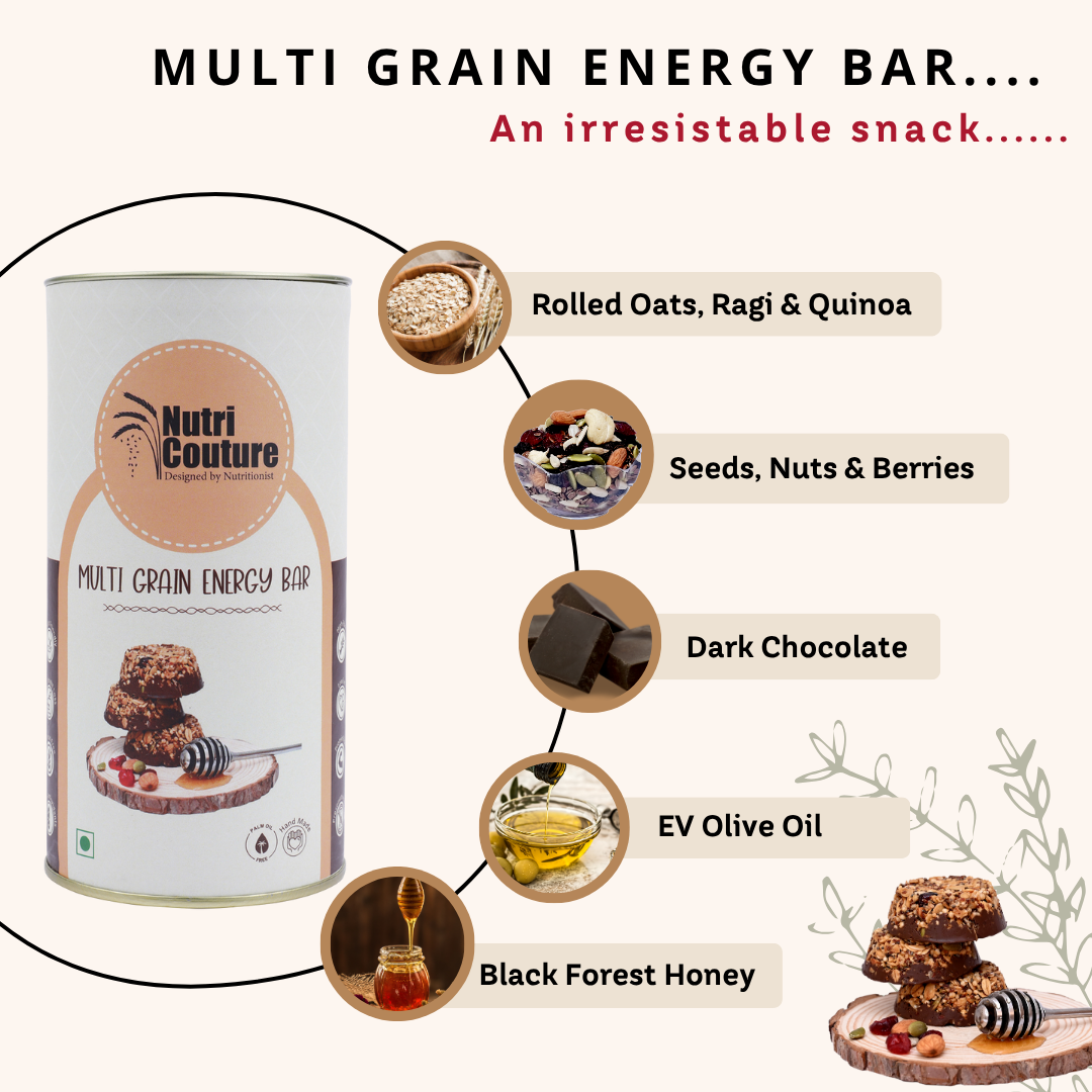 Nutri Couture Multi Grain Energy Bars (Sweetened with Honey)