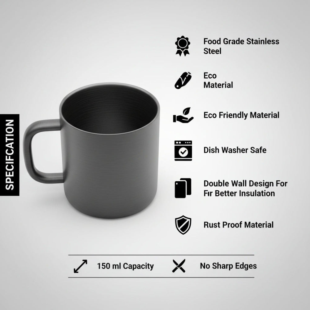 LA' FORTE Stainless Steel Coffee and Tea Mugs