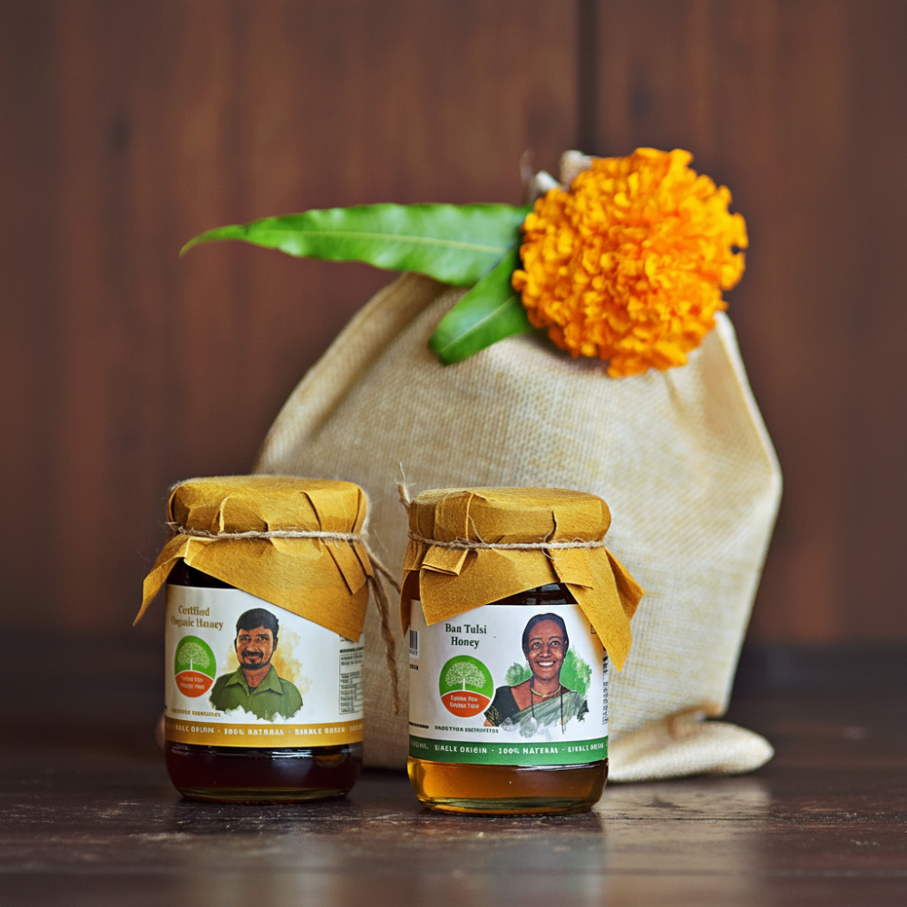 Under The Mango Tree Festive Honey Hamper (Best Sellers in a Jute Bag)