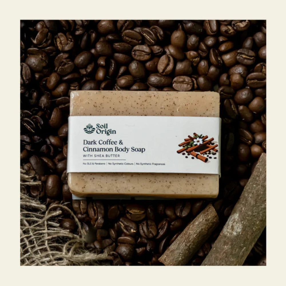 Soil Origin Handmade Body Soap Combo - Green French Clay, Charcoal Lemongrass, Coffee Cinnamon