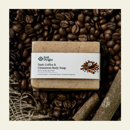 Soil Origin Handmade Body Soap Combo - Green French Clay, Charcoal Lemongrass, Coffee Cinnamon