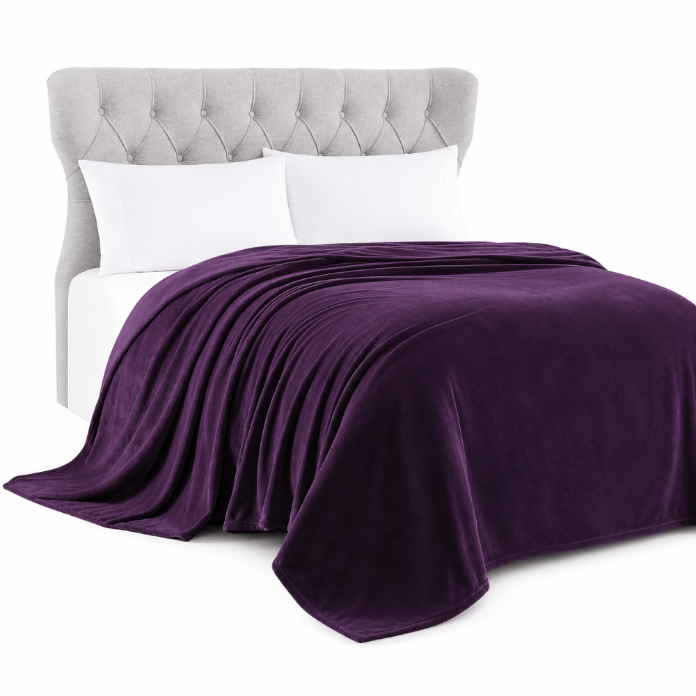 Morado 190 GSM Flannel Super Soft Warm Double Blanket for Winters - 90x90 Inches