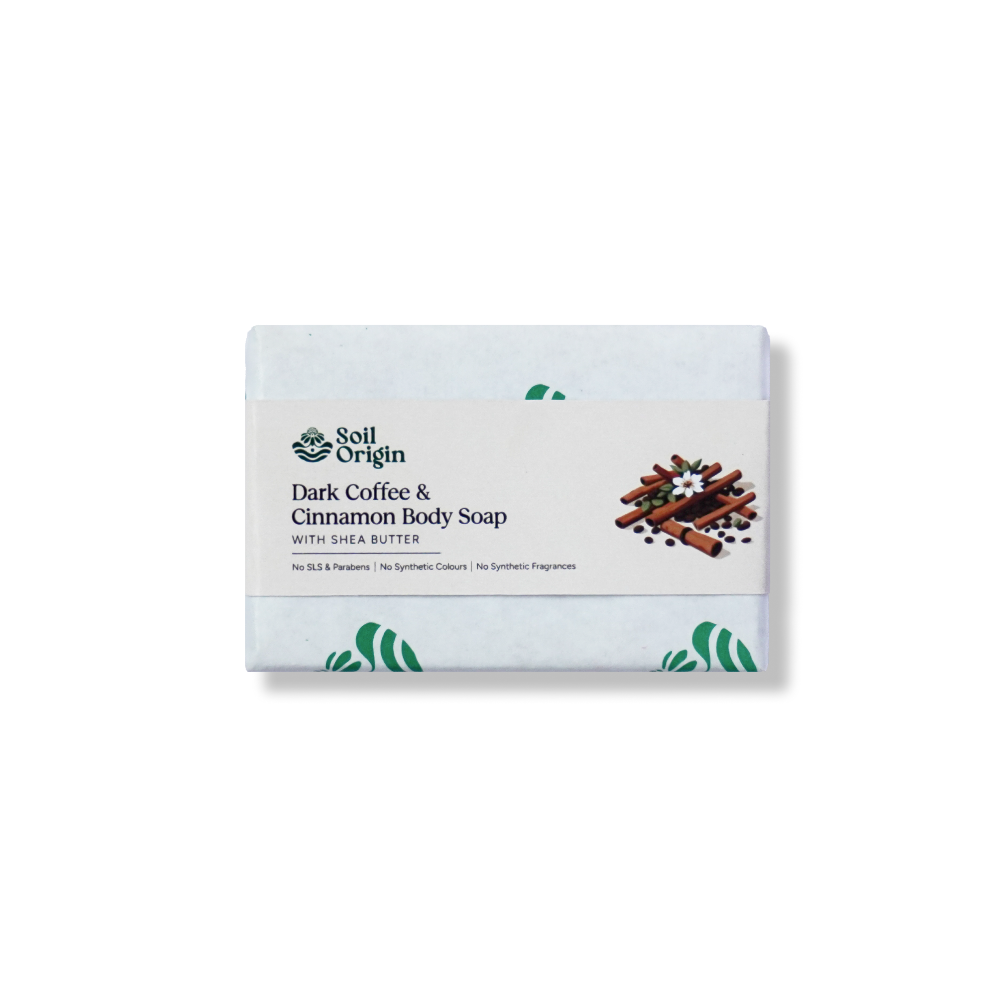 ⁠Soil Origin Dark Coffee and Cinnamon Body Soap With Shea Butter