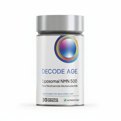 Decode Age Liposomal NMN Supplement | 99.9% Pure Beta NMN | NAD+ Booster for Energy, Metabolism, Cellular Repair & Brain Health | High Bioavailability| 500mg, 30 Capsules, Vegan