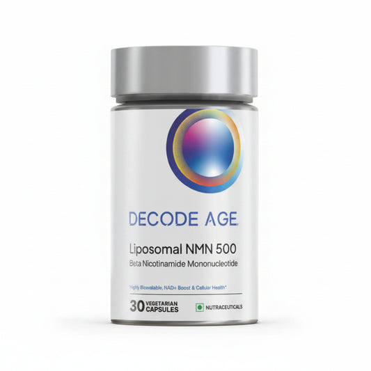 Decode Age Liposomal NMN Supplement | 99.9% Pure Beta NMN | NAD+ Booster for Energy, Metabolism, Cellular Repair & Brain Health | High Bioavailability| 500mg, 30 Capsules, Vegan