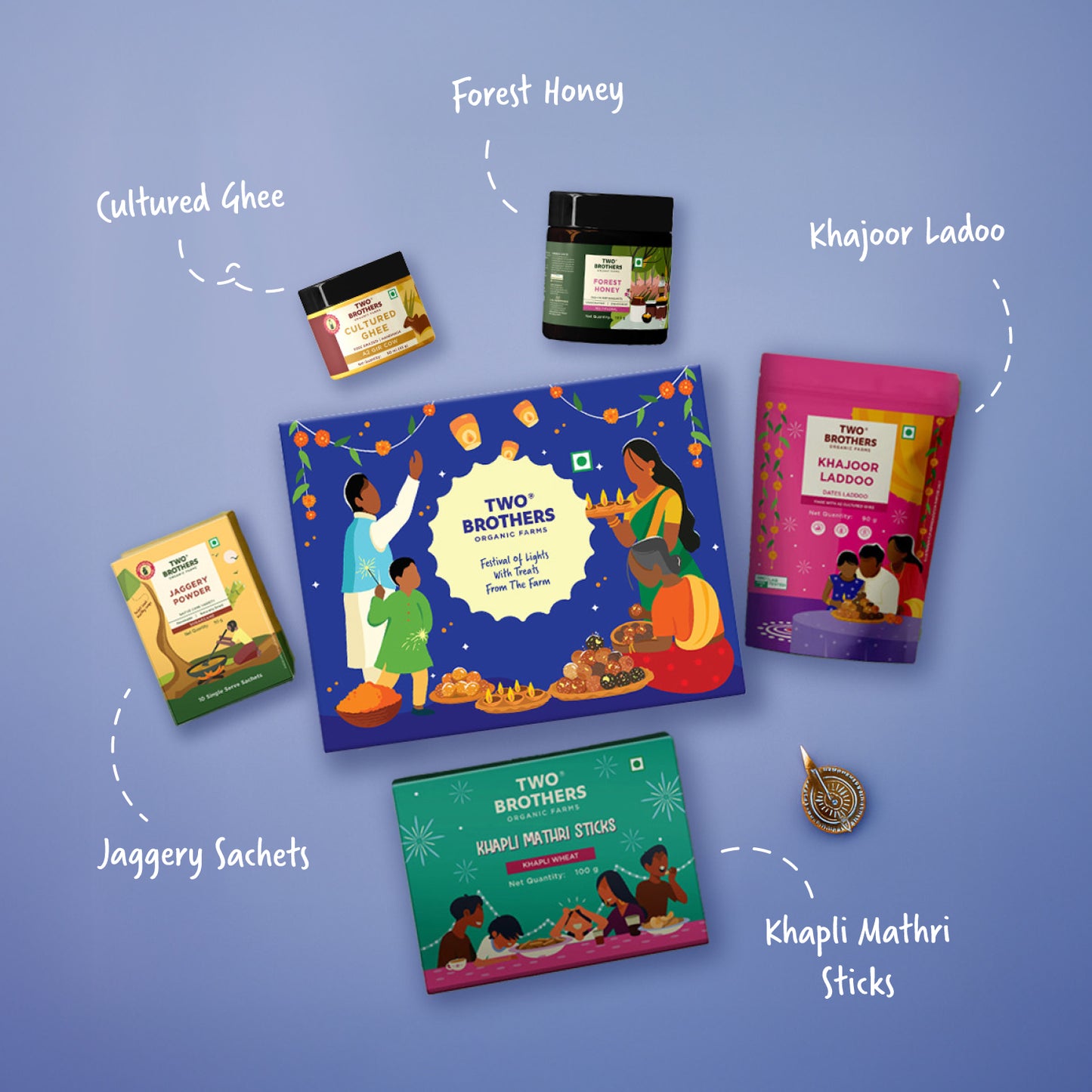 Two Brothers Organic Farms Diwali Gift Box | 390g
