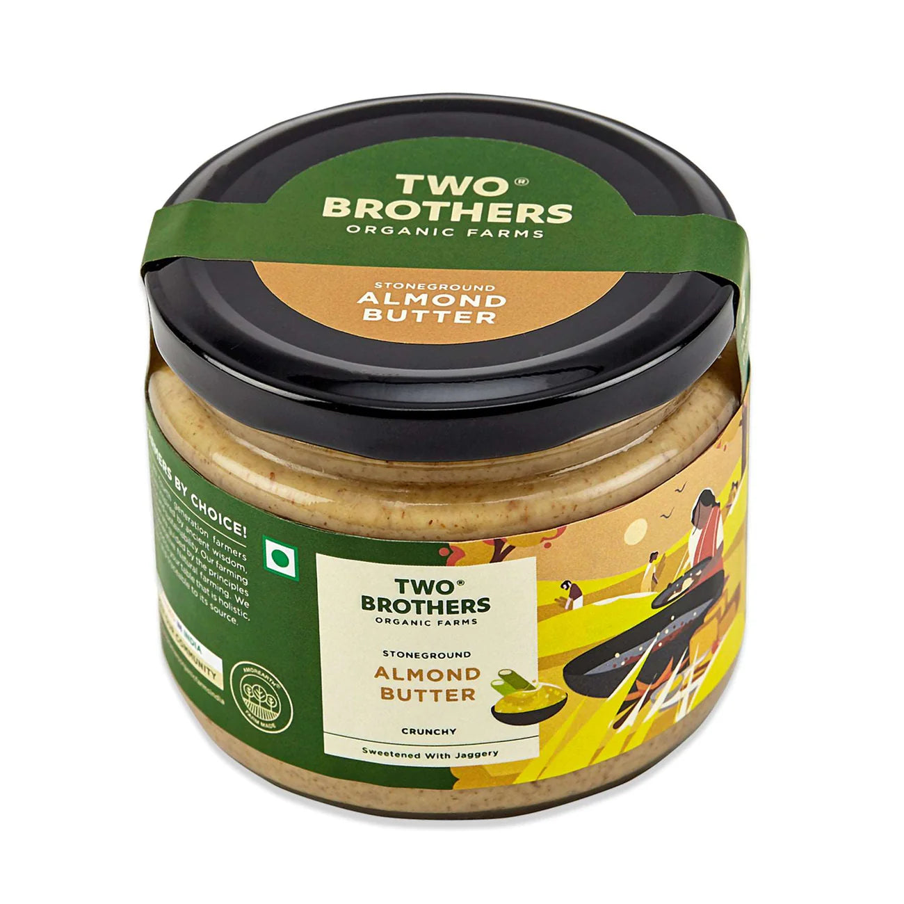 Two Brothers Organic Farms Almond Butter with Jaggery, Crunchy, Tasty and Healthy 300Gms