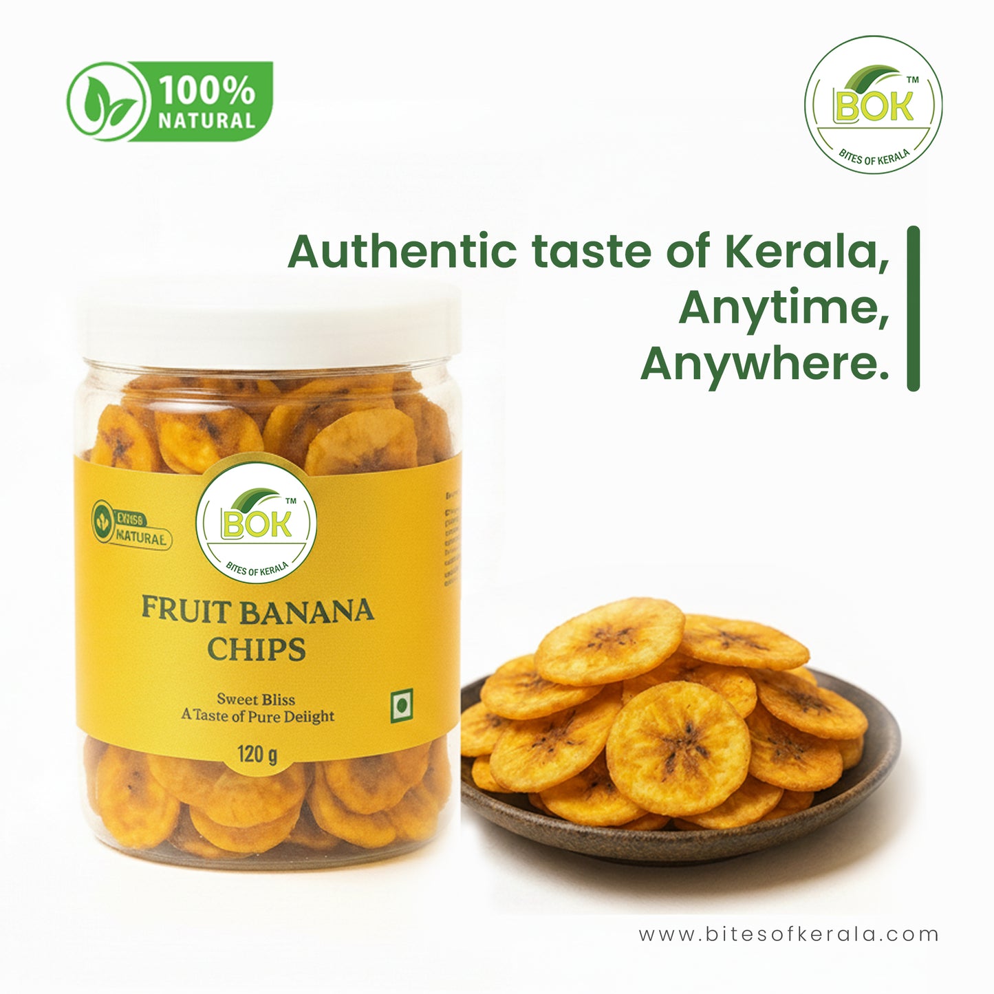 Bites Of Kerala Fruit Banana Chips- 120G