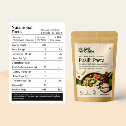 Soil Origin Moringa Wheat Pasta (Seasoning Masala Inside)
