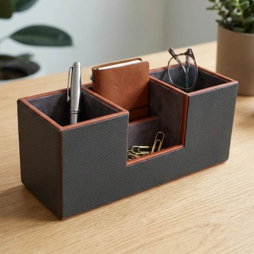 Comfy Homes The Sovereign Multi-Tasker: Handcrafted Vegan Leather Divided Organizer Cup