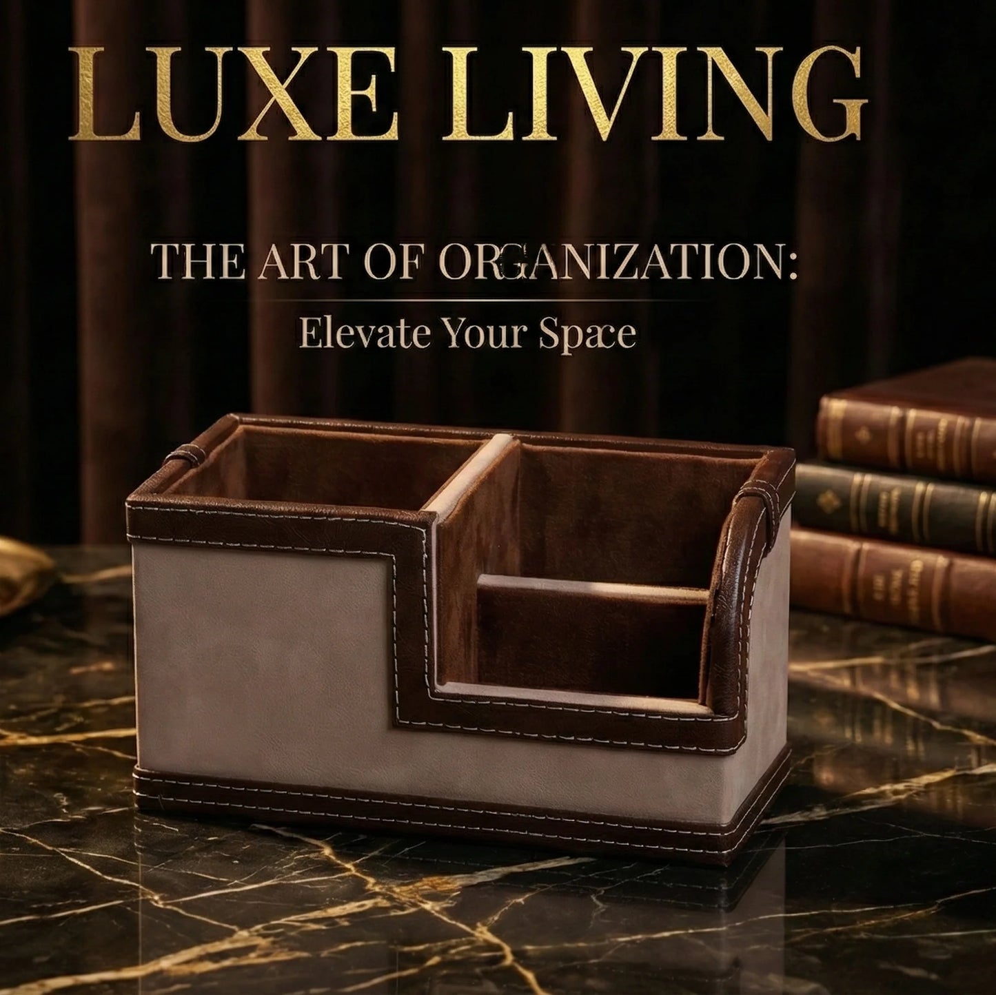 Comfy Homes The Sovereign Multi-Tasker: Handcrafted Vegan Leather Divided Organizer Cup