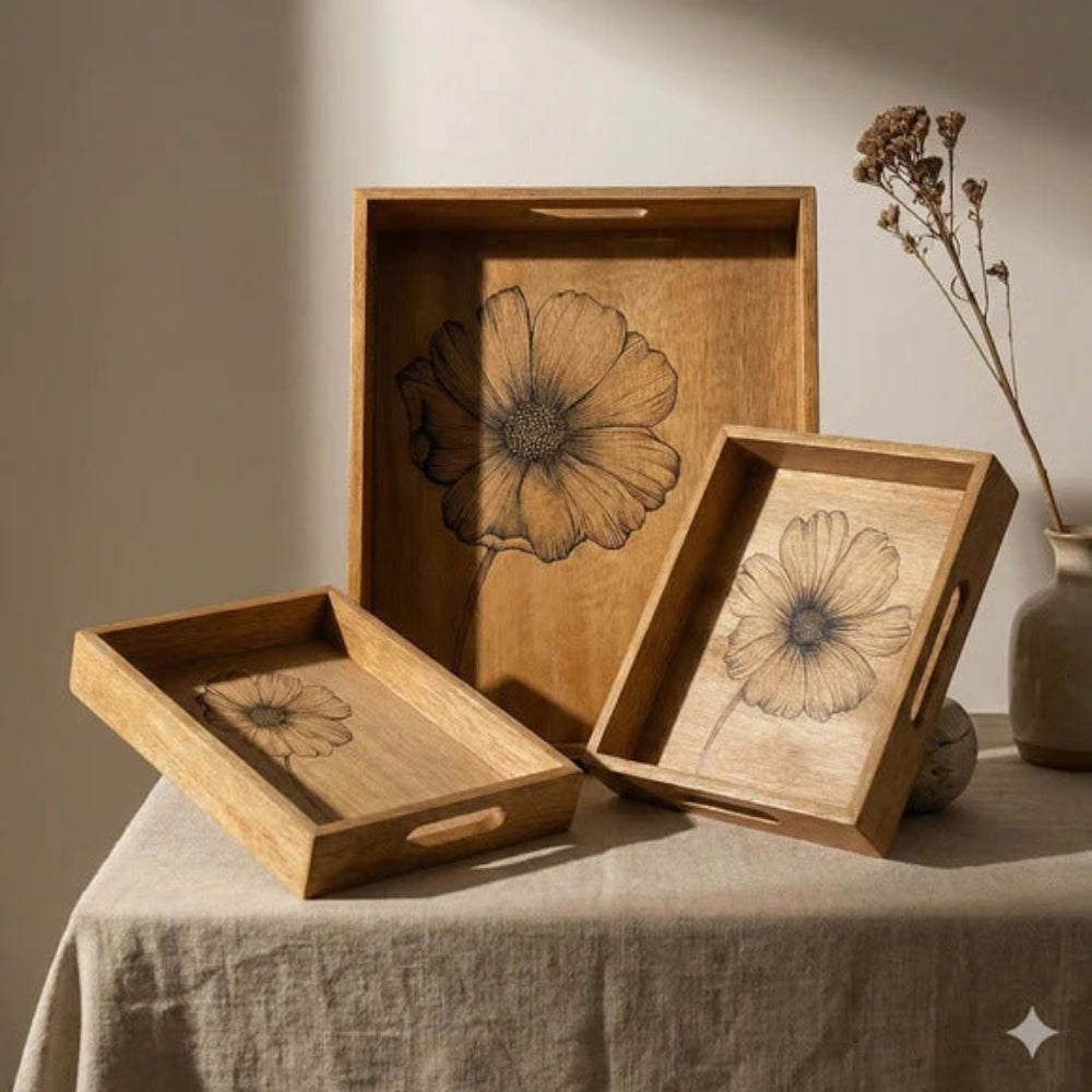Comfy Homes Signature Mango Wood Serving Tray Set