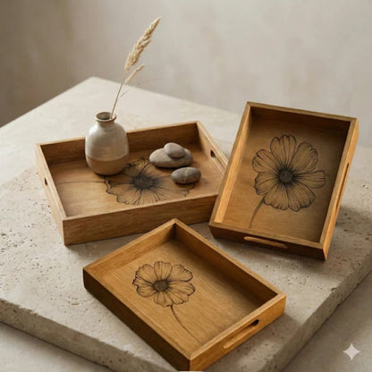Comfy Homes Signature Mango Wood Serving Tray Set