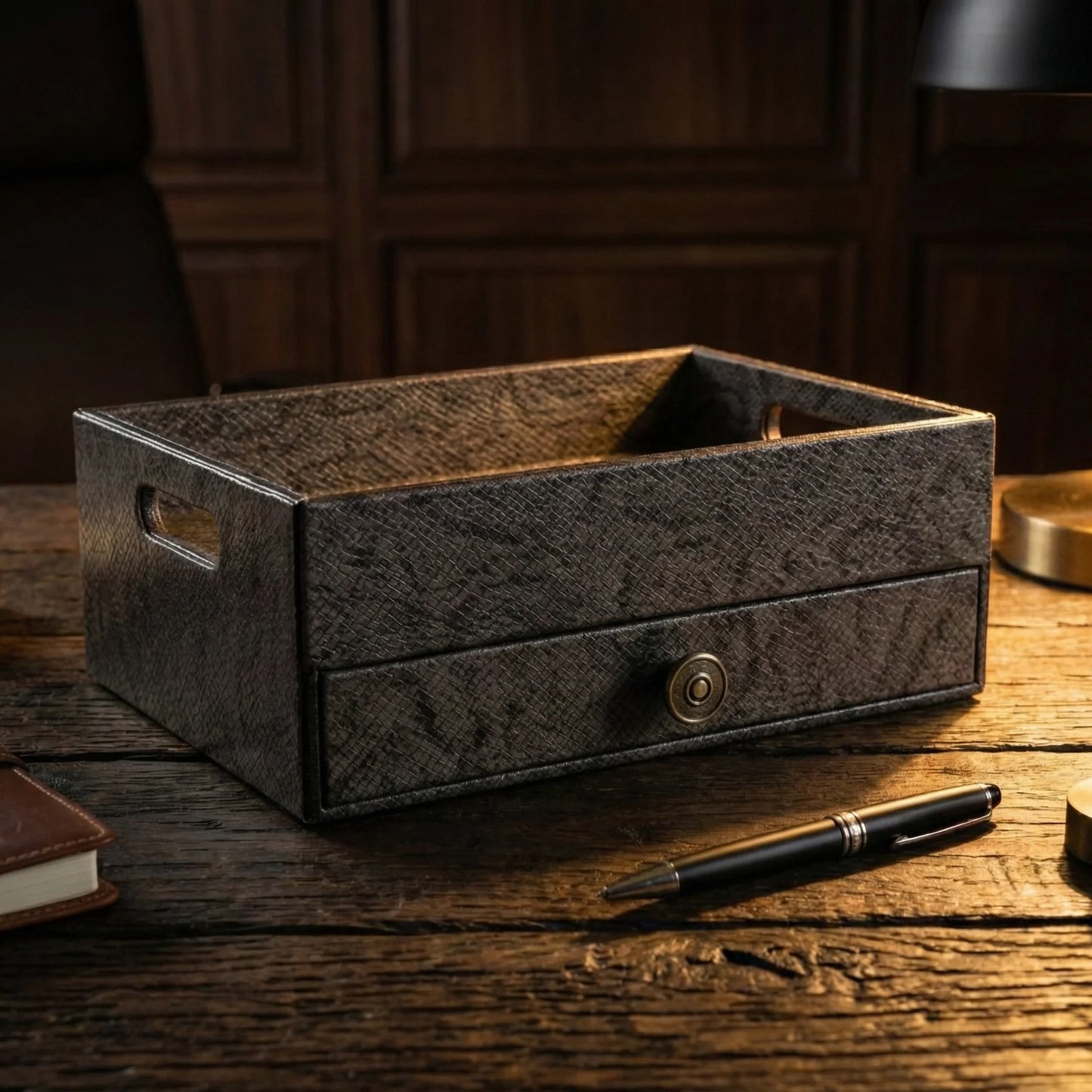 Comfy Homes The Triad Collection: Handcrafted Vegan Leather Desk Organizer - 5 Slot