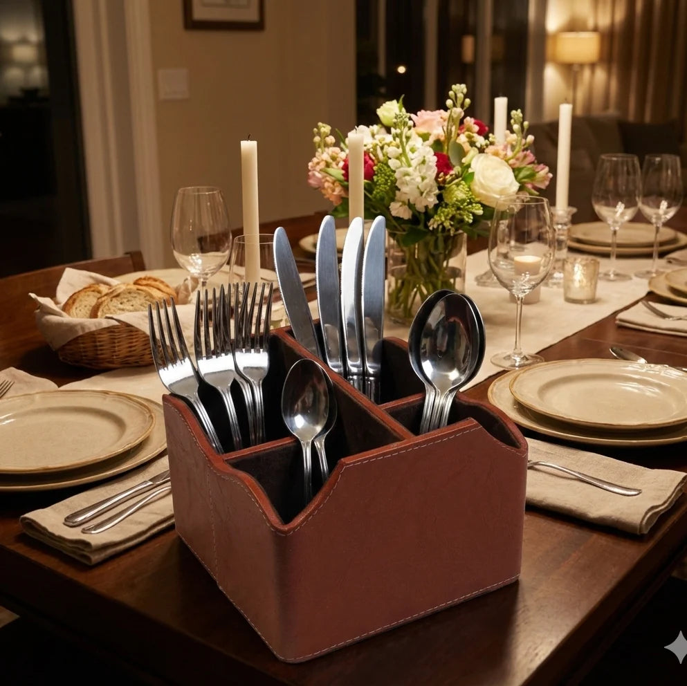 Comfy Homes The Sovereign Multi-Tasker: Handcrafted Vegan Leather Divided Organizer Cup
