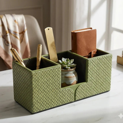 Comfy Homes The Sovereign Multi Tasker Handcrafted Vegan Leather Divided Organizer Cup