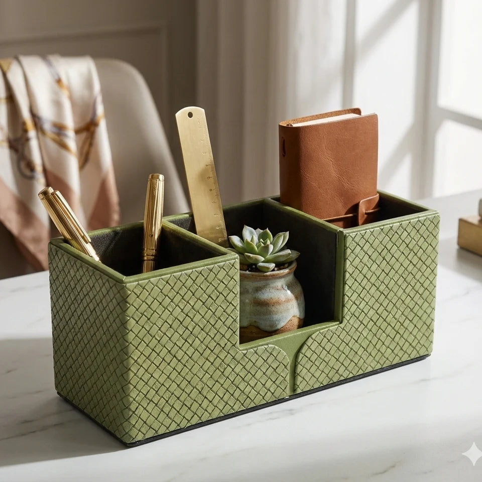 Comfy Homes The Sovereign Multi-Tasker: Handcrafted Vegan Leather Divided Organizer Cup