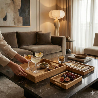 Comfy Homes Signature Mango Wood Serving Tray Set