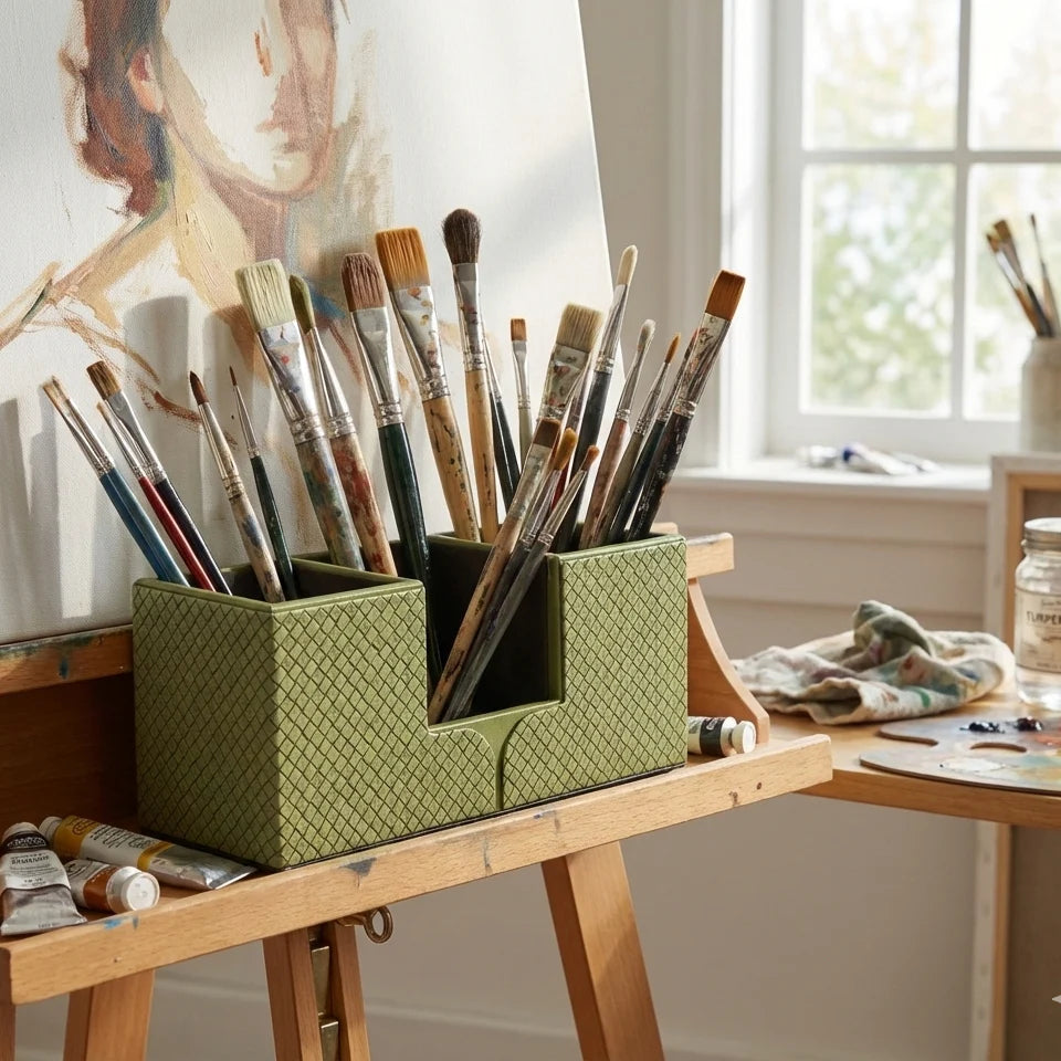 Comfy Homes The Sovereign Multi-Tasker: Handcrafted Vegan Leather Divided Organizer Cup