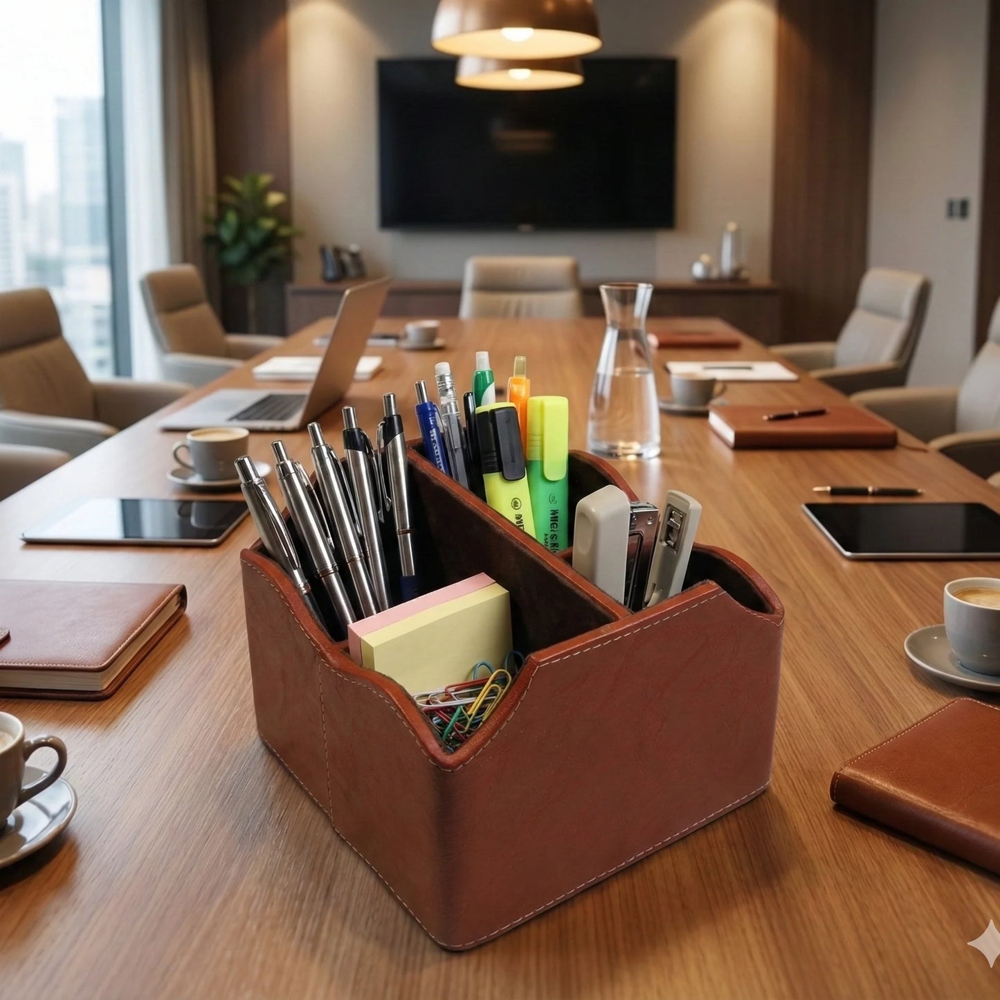 Comfy Homes The Sovereign Multi-Tasker: Handcrafted Vegan Leather Divided Organizer Cup