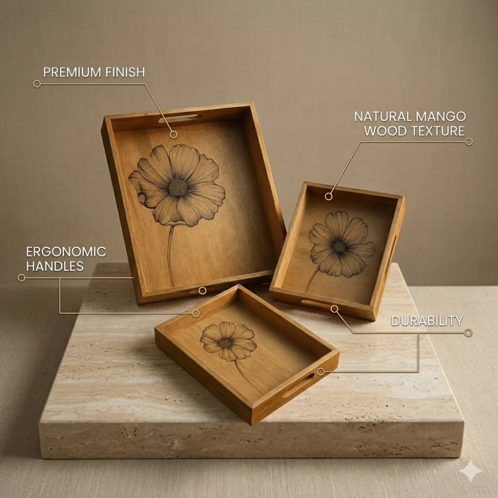 Comfy Homes Signature Mango Wood Serving Tray Set