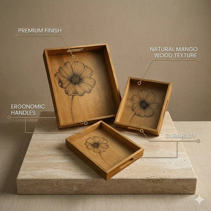 Comfy Homes Signature Mango Wood Serving Tray Set