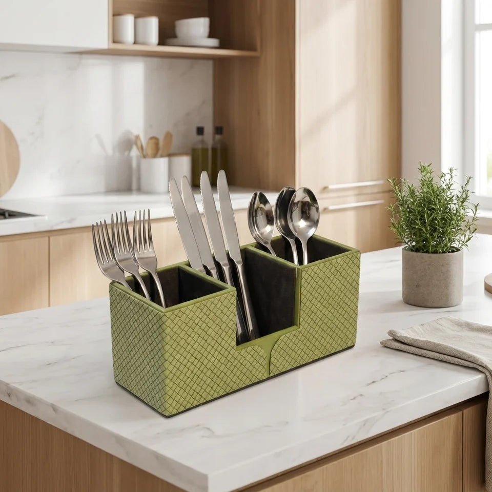 Comfy Homes The Sovereign Multi-Tasker: Handcrafted Vegan Leather Divided Organizer Cup
