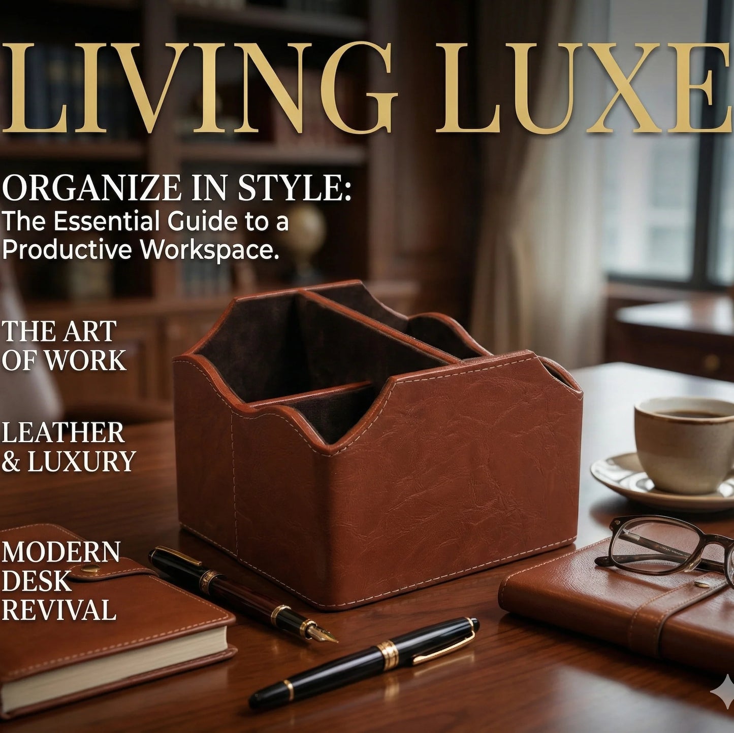 Comfy Homes The Sovereign Multi-Tasker: Handcrafted Vegan Leather Divided Organizer Cup