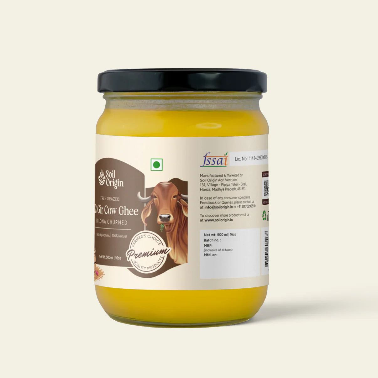 Soil Origin A2 Gir Cow Ghee