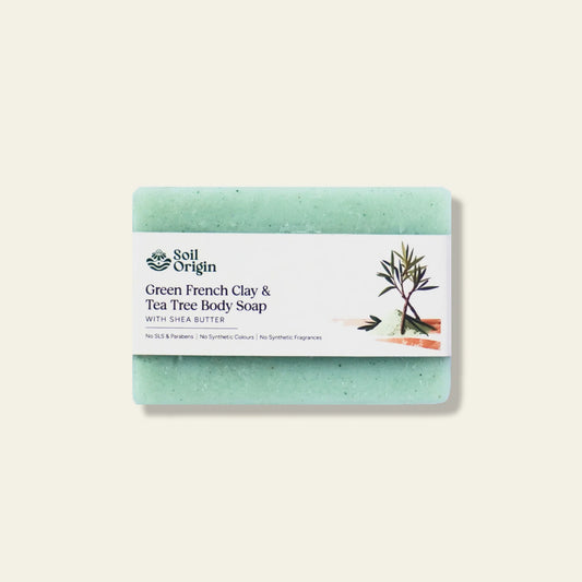 Soil Origin's Green French Clay & Tea Tree Body Soap With Shea Butter