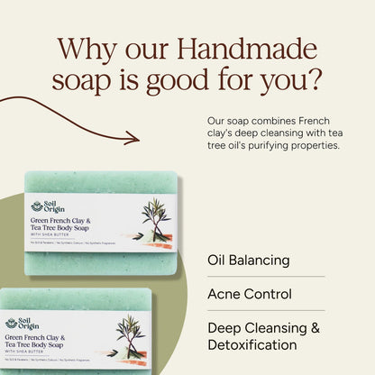 Soil Origin Green French Clay & Tea Tree Body Soap With Shea Butter