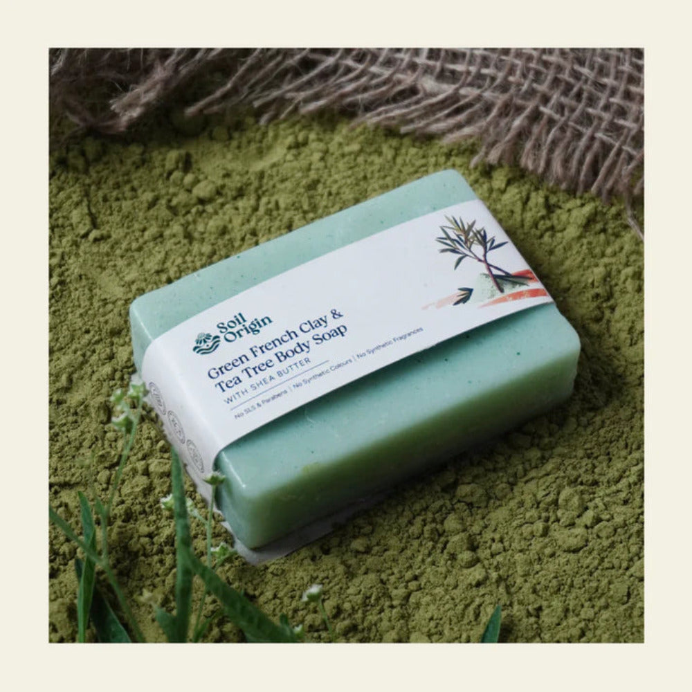 Soil Origin Handmade Body Soap Combo - Green French Clay, Charcoal Lemongrass, Coffee Cinnamon