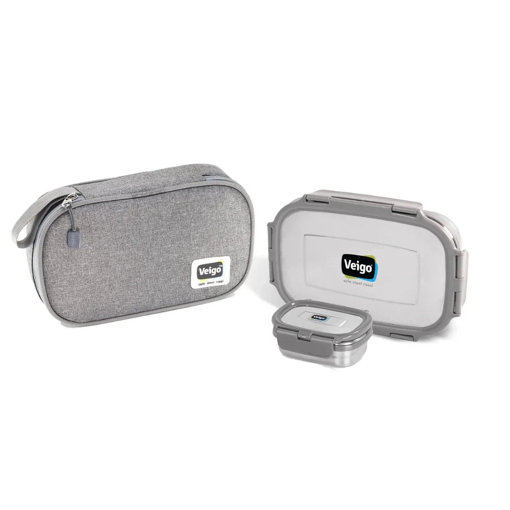 Veigo Jumbo Stainless Steel Lunch Box Set with Insulated Pouch