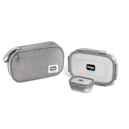Veigo Jumbo Stainless Steel Lunch Box Set with Insulated Pouch