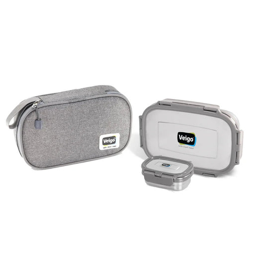 Veigo Jumbo Stainless Steel Lunch Box Set with Insulated Pouch