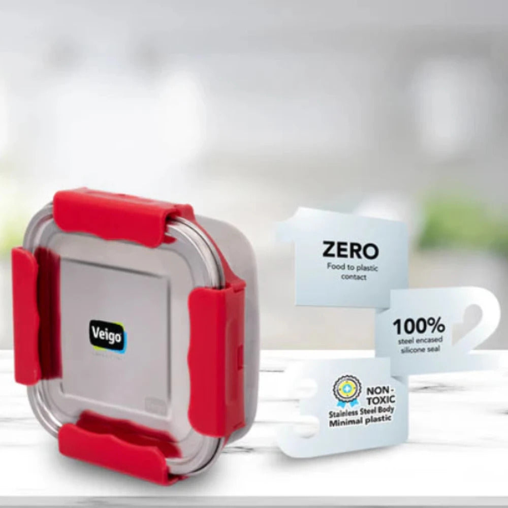 Veigo LunchBoss Combo- Tower of 3 Medium Stainless Steel Lunch Boxes in an Insulated Lunch Bag
